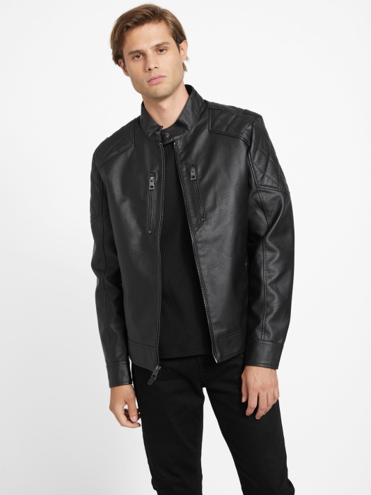 Spėk Rey Dirbtinės Odos Moto Striukė Jet Black
