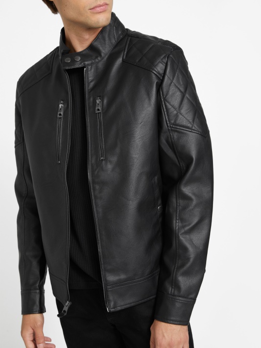 Spėk Rey Dirbtinės Odos Moto Striukė Jet Black