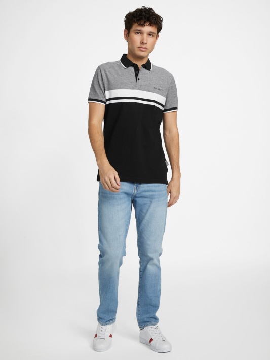 Jet Black Multi Guess Eco Kai Color-block Polo