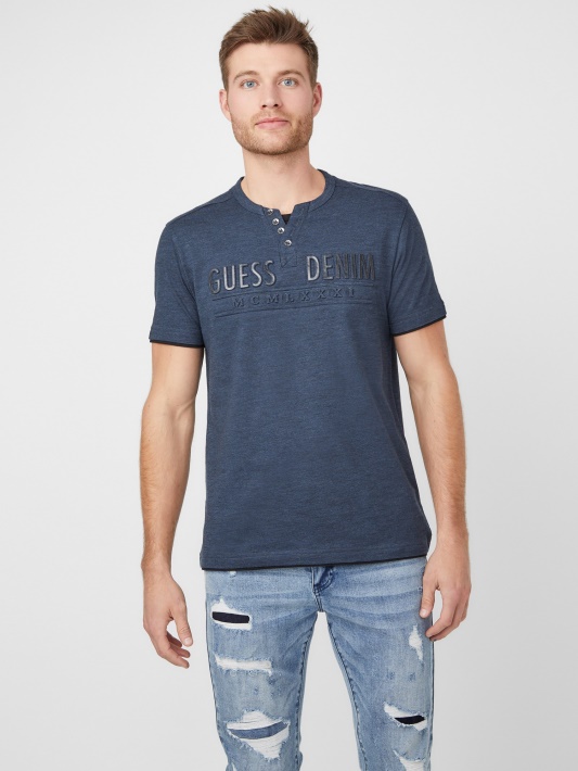 Spėk Pareigūnas Mėlynas Multas Edgar Marled Henley Tee