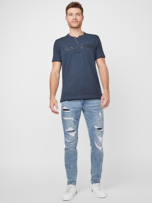Spėk Pareigūnas Mėlynas Multas Edgar Marled Henley Tee