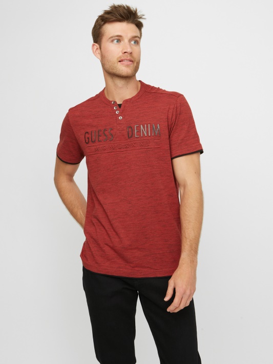 Universitetas Raudonas Multi Atspėti Edgar Marled Henley Tee