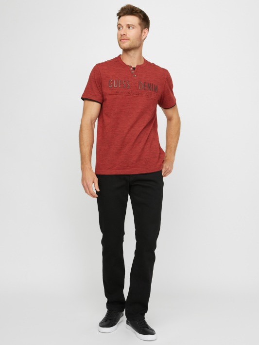 Universitetas Raudonas Multi Atspėti Edgar Marled Henley Tee