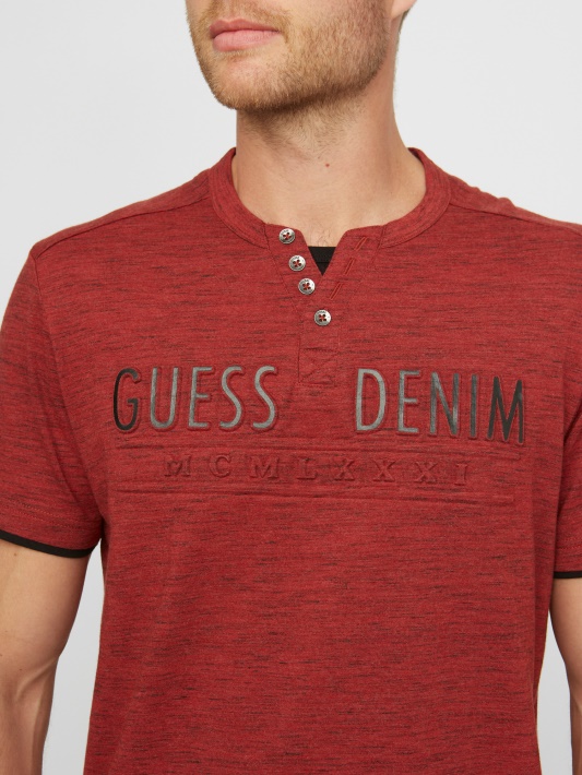 Universitetas Raudonas Multi Atspėti Edgar Marled Henley Tee
