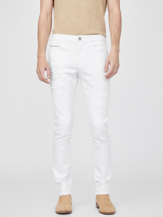 Barton White Distressed Jeans White Sunaikinti Plauti Atspėti