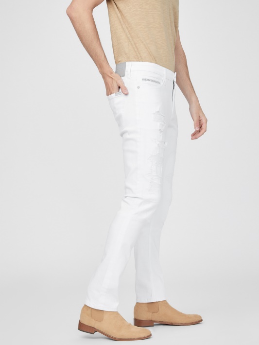 Barton White Distressed Jeans White Sunaikinti Plauti Atspėti