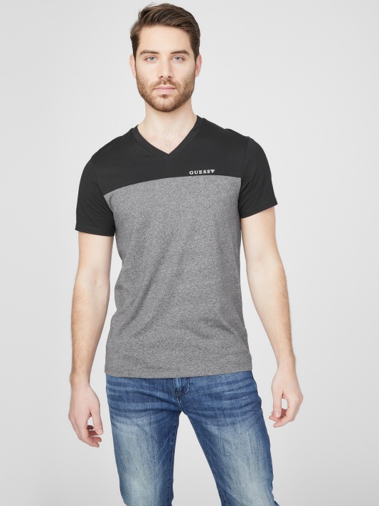Ganton Spalvos Blokuotas V-neck Trišakis Jet Juodas Spėjimas