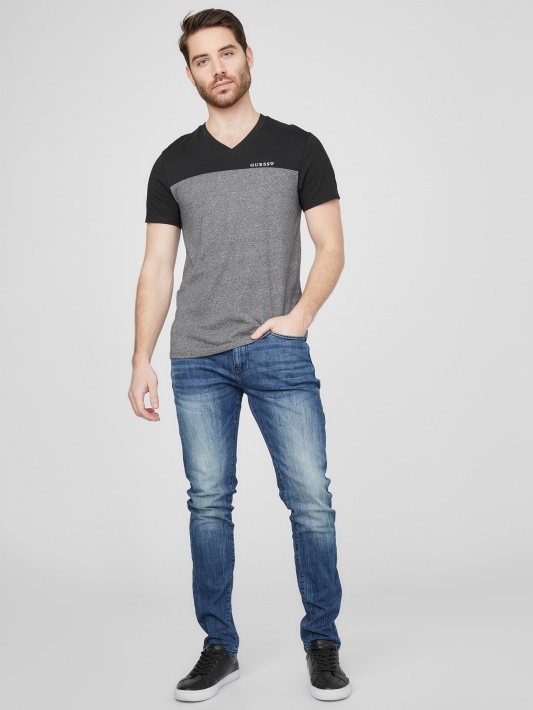 Ganton Spalvos Blokuotas V-neck Trišakis Jet Juodas Spėjimas