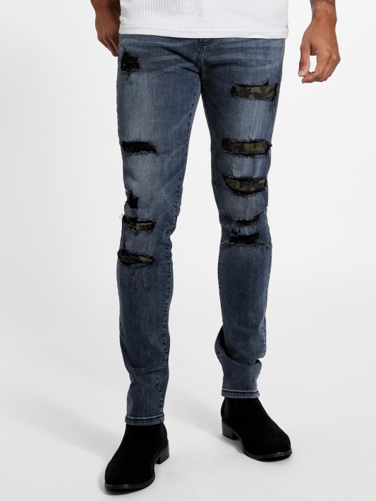 Draw Rip-and-repair Skinny Jeans Tamsus Sunaikinti Plauti Atspėti