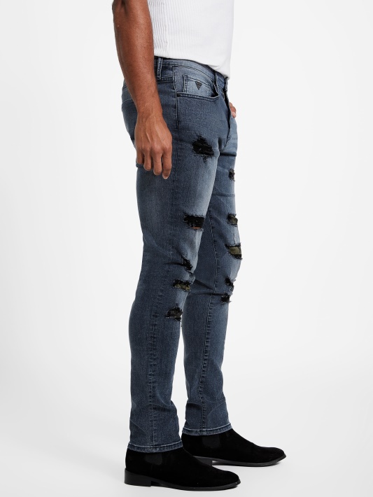 Draw Rip-and-repair Skinny Jeans Tamsus Sunaikinti Plauti Atspėti