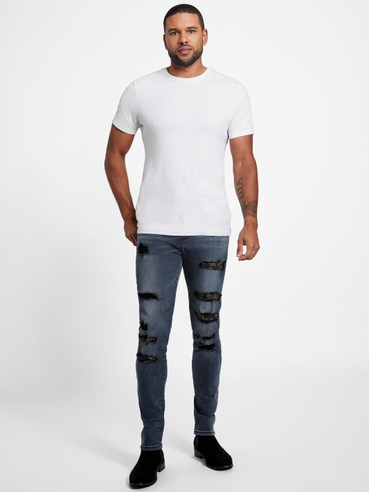Draw Rip-and-repair Skinny Jeans Tamsus Sunaikinti Plauti Atspėti