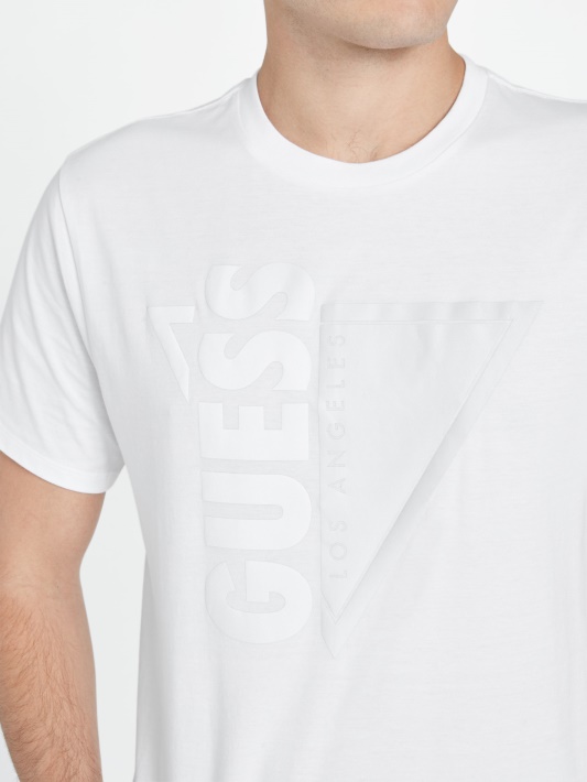 Grynas Baltas Jasso šviesą Atspindintis Logotipas Crewneck Tee Spėjimas