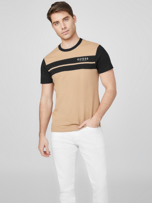 Thom Color-block Logotipo Marškinėliai Atspėti Toasted Taupe