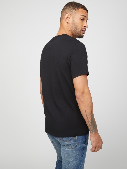 Jet Black Guess Kwes Logotipo Marškinėliai
