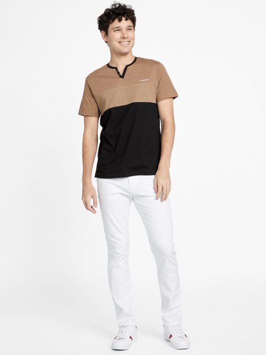 Skrudinta Taupe Multi Hanz Color-block Slit Tee Spėjimas