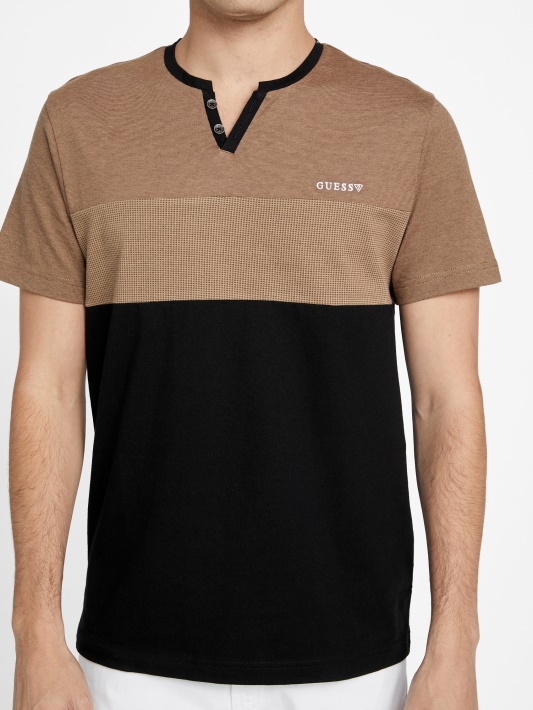 Skrudinta Taupe Multi Hanz Color-block Slit Tee Spėjimas