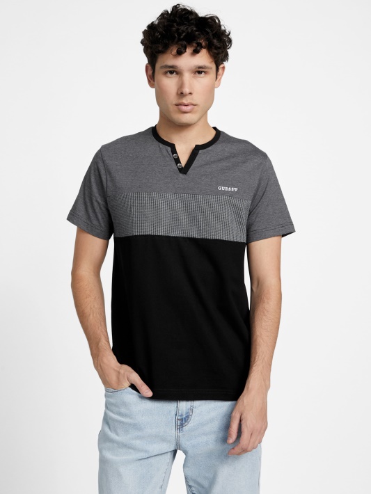 Jet Black Multi Guess Hanz Color-block Slydimo Marškinėliai