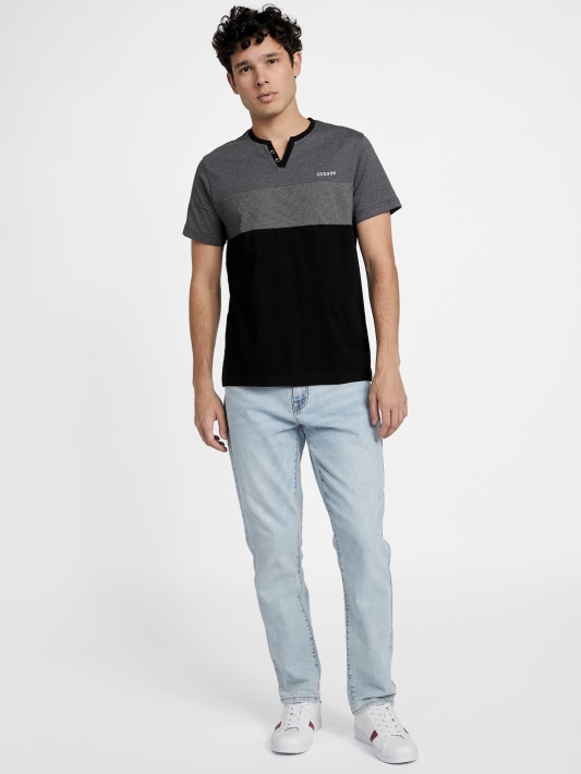 Jet Black Multi Guess Hanz Color-block Slydimo Marškinėliai