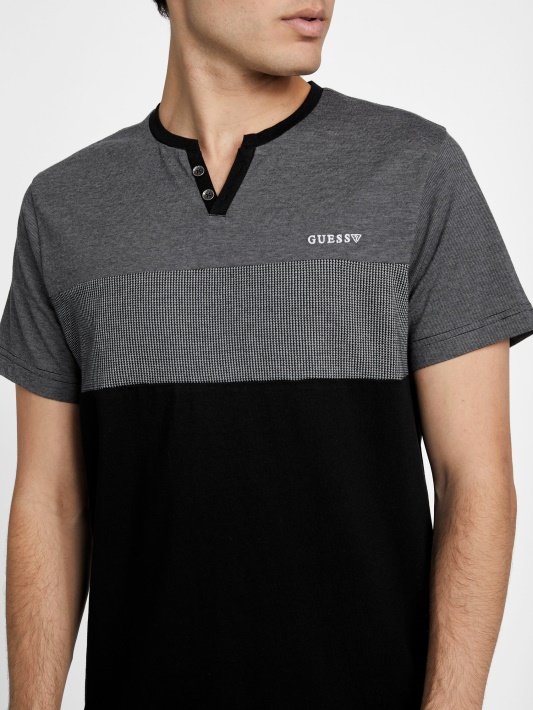 Jet Black Multi Guess Hanz Color-block Slydimo Marškinėliai