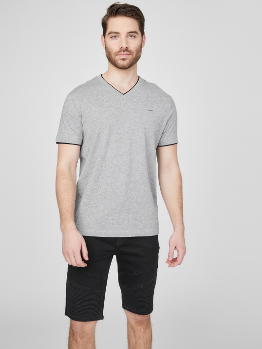 Armin Heathered V-neck Marškinėliai šviesiai Heather Pilka Spėjimas