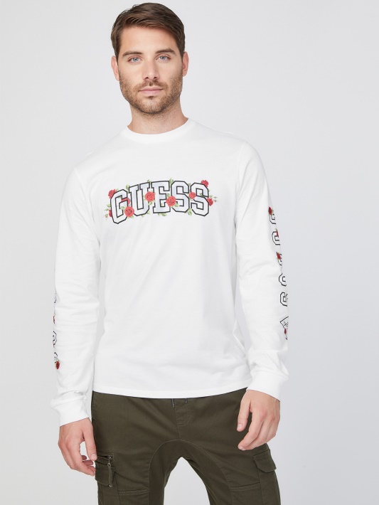 Grynai Baltas Guess Eco Knox Logotipas Crewneck