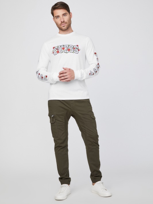 Grynai Baltas Guess Eco Knox Logotipas Crewneck