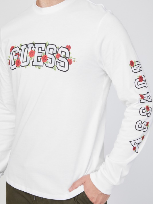 Grynai Baltas Guess Eco Knox Logotipas Crewneck