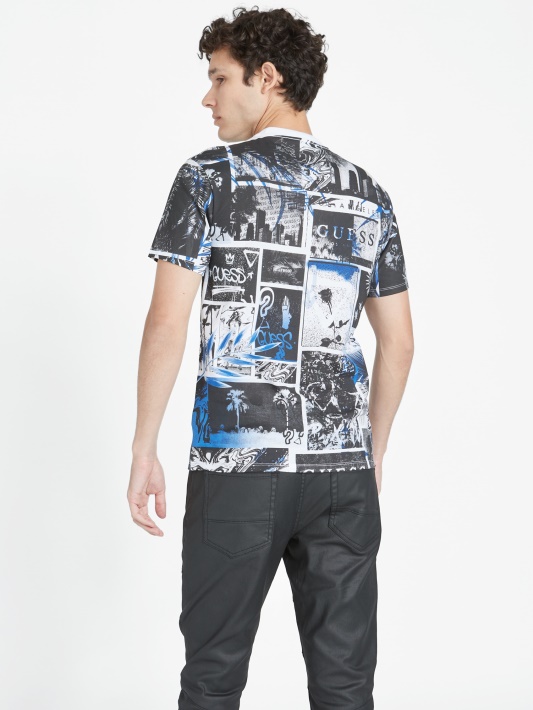 Grynas Baltas Multi Guess Ronan Koliažas Crewneck Marškinėliai