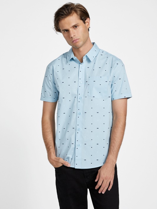 Dusan Geometric Printed Shirt įnoringas Mėlynas Spėjimas