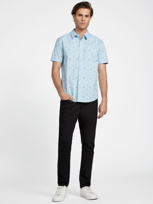 Dusan Geometric Printed Shirt įnoringas Mėlynas Spėjimas