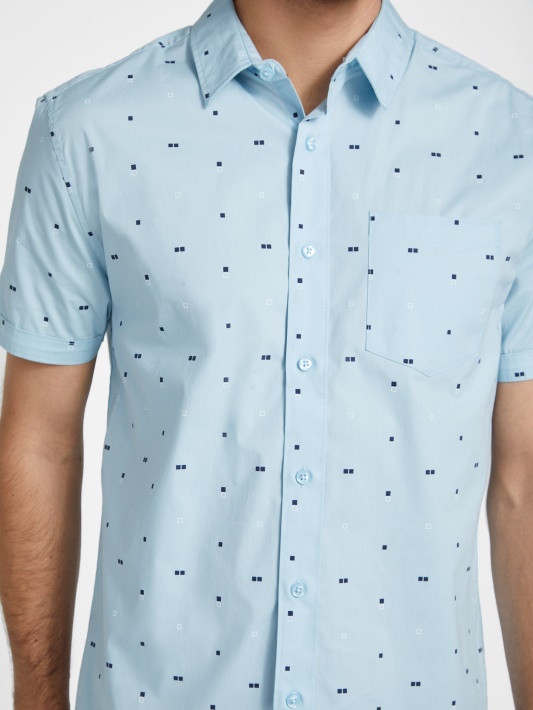 Dusan Geometric Printed Shirt įnoringas Mėlynas Spėjimas