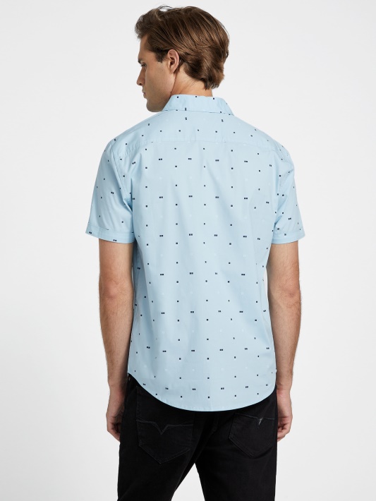 Dusan Geometric Printed Shirt įnoringas Mėlynas Spėjimas