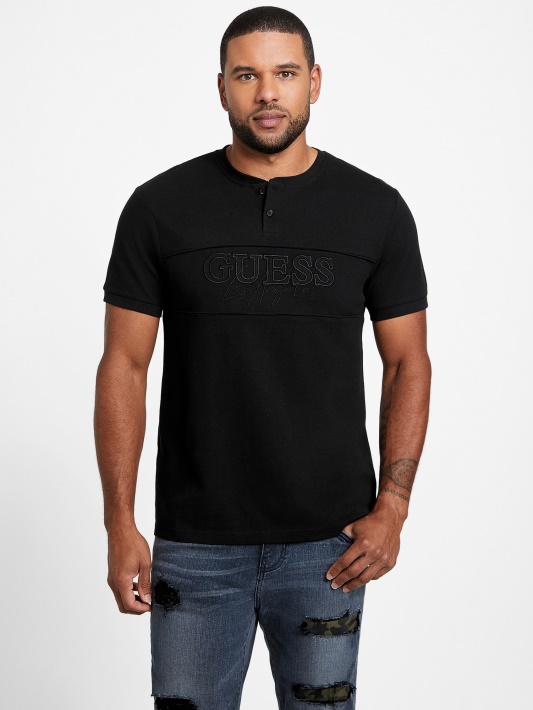 Eco Otis Henley Tee Guess Jet Juodas