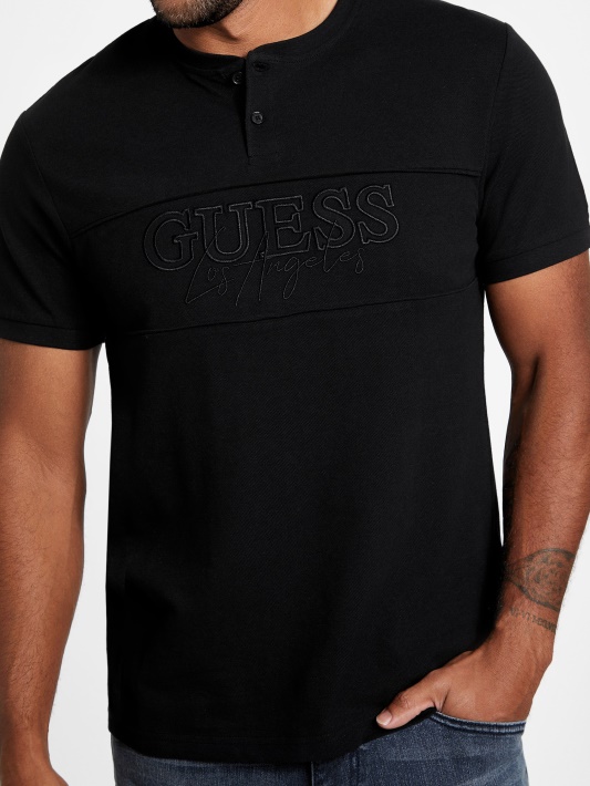 Eco Otis Henley Tee Guess Jet Juodas