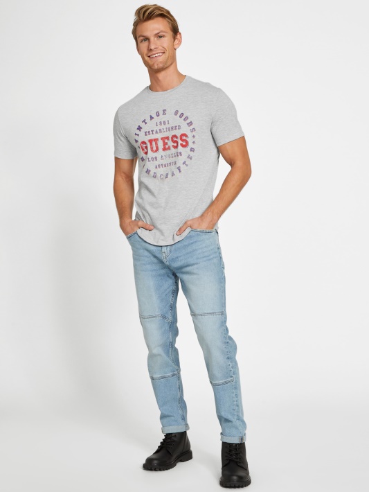Eco Varsity Crewneck Tee šviesiai Viržių Pilka Spėjimas