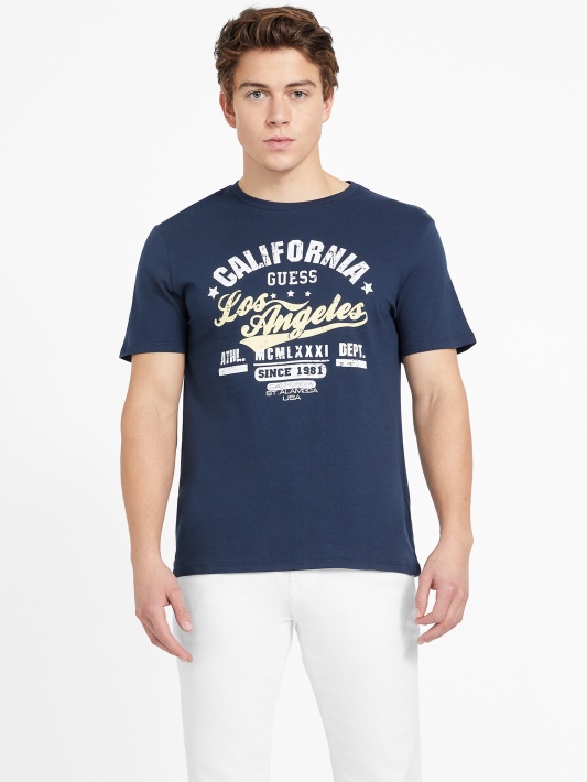 Juodas Mėlynas Guess Eco Varto Crewneck Marškinėliai