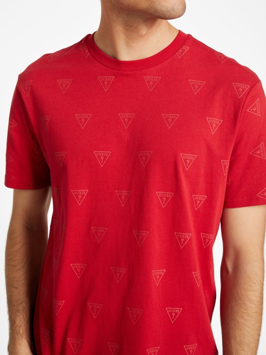 Universiteto Raudona Rustie Logotipas Crewneck Tee Spėlioti