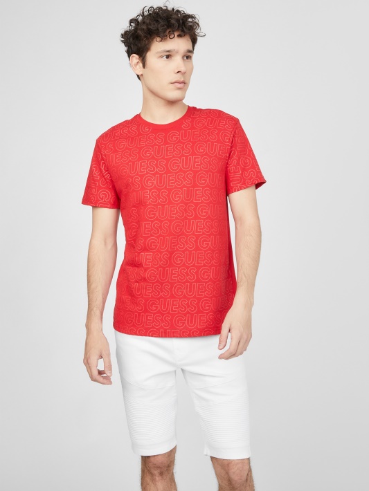 Nerwen Logotipas Tee Guess Regbis Raudonas