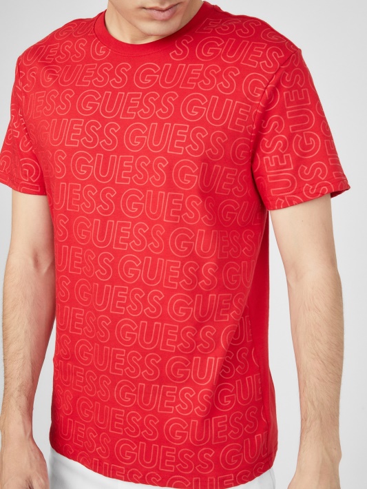 Nerwen Logotipas Tee Guess Regbis Raudonas