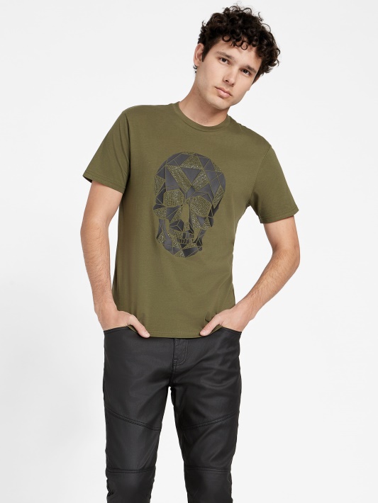 Alyvuogių Ryto Plunksna Geometrinė Crewneck Tee Spėjimas