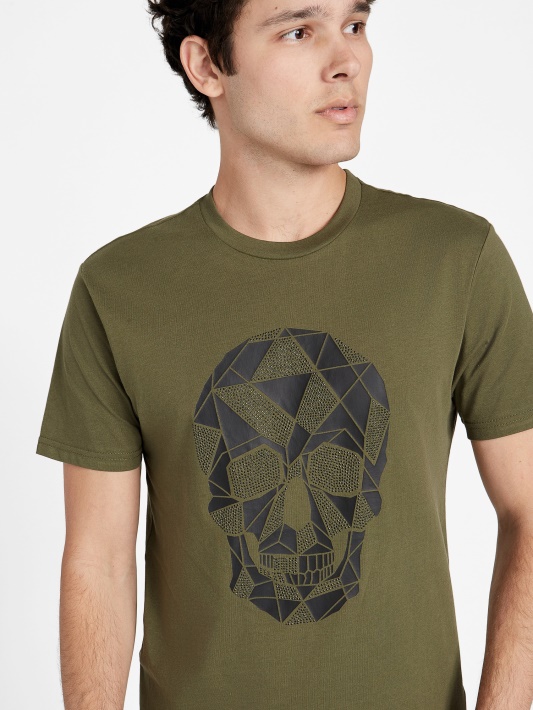 Alyvuogių Ryto Plunksna Geometrinė Crewneck Tee Spėjimas