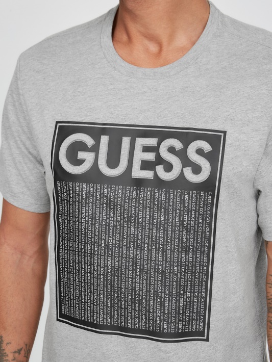 Ganas Logotipo Marškinėliai Guess šviesiai Melanžinės Pilkos Spalvos