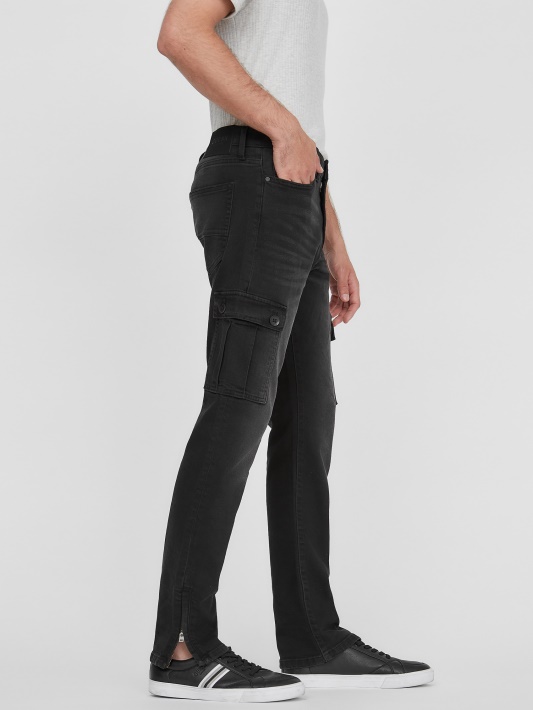 Kayden Zip Cuff Cargo Pants Atspėti Juodas Skalbimas