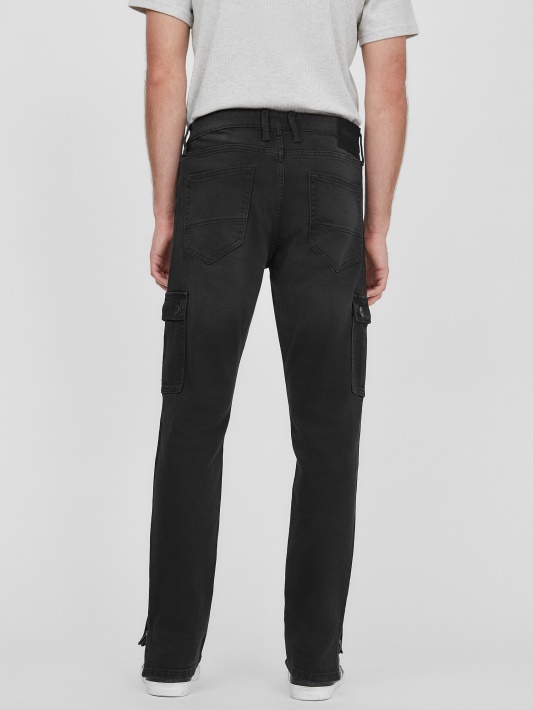 Kayden Zip Cuff Cargo Pants Atspėti Juodas Skalbimas