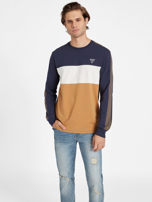 Atspėti Eco Arto Color-block Crewneck Megztinis Rudas Topazas Multi