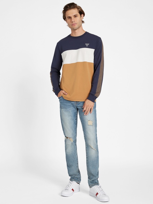 Atspėti Eco Arto Color-block Crewneck Megztinis Rudas Topazas Multi