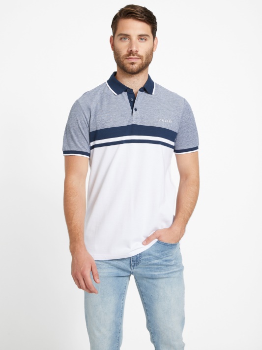 Eco Kai Color-block Polo Atspėti Grynai Baltas Multi