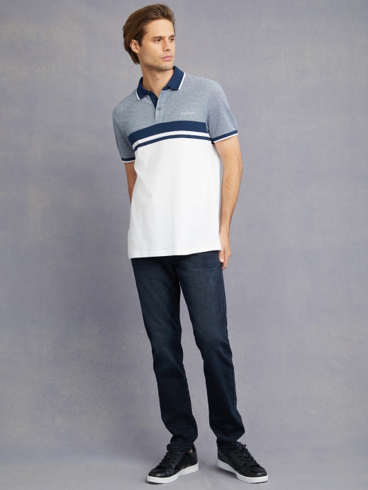 Eco Kai Color-block Polo Atspėti Grynai Baltas Multi