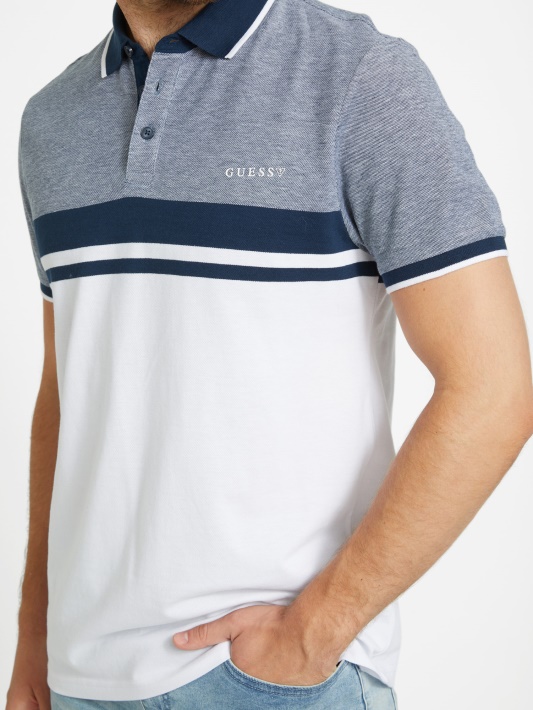 Eco Kai Color-block Polo Atspėti Grynai Baltas Multi