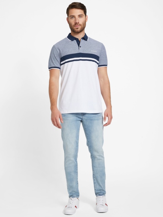 Eco Kai Color-block Polo Atspėti Grynai Baltas Multi
